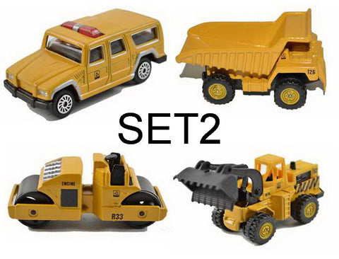 Toy Trucks, Cranes, Excavator, and Rollers, 4 Piece Sets