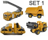 Toy Trucks, Cranes, Excavator, and Rollers, 4 Piece Sets