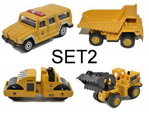 Toy Trucks, Cranes, Excavator, and Rollers, 4 Piece Sets