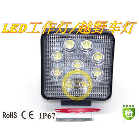 Square LED Work Lights, 27 Watt, 4 Inch, 12V 24 Volt Universal