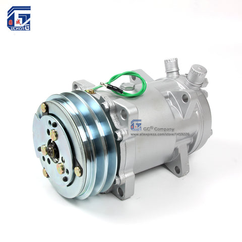 Air Conditioning Compressor SD510 5H16 12V / 24V 2A V Belt Pulley Tractor Excavator Heavy Duty Truck Pickup Universal